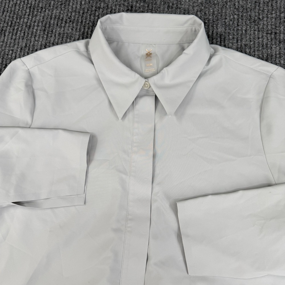 Rhone Women's Performance Stretch Satin‎ Party Blouse Medium Gray Lightweight